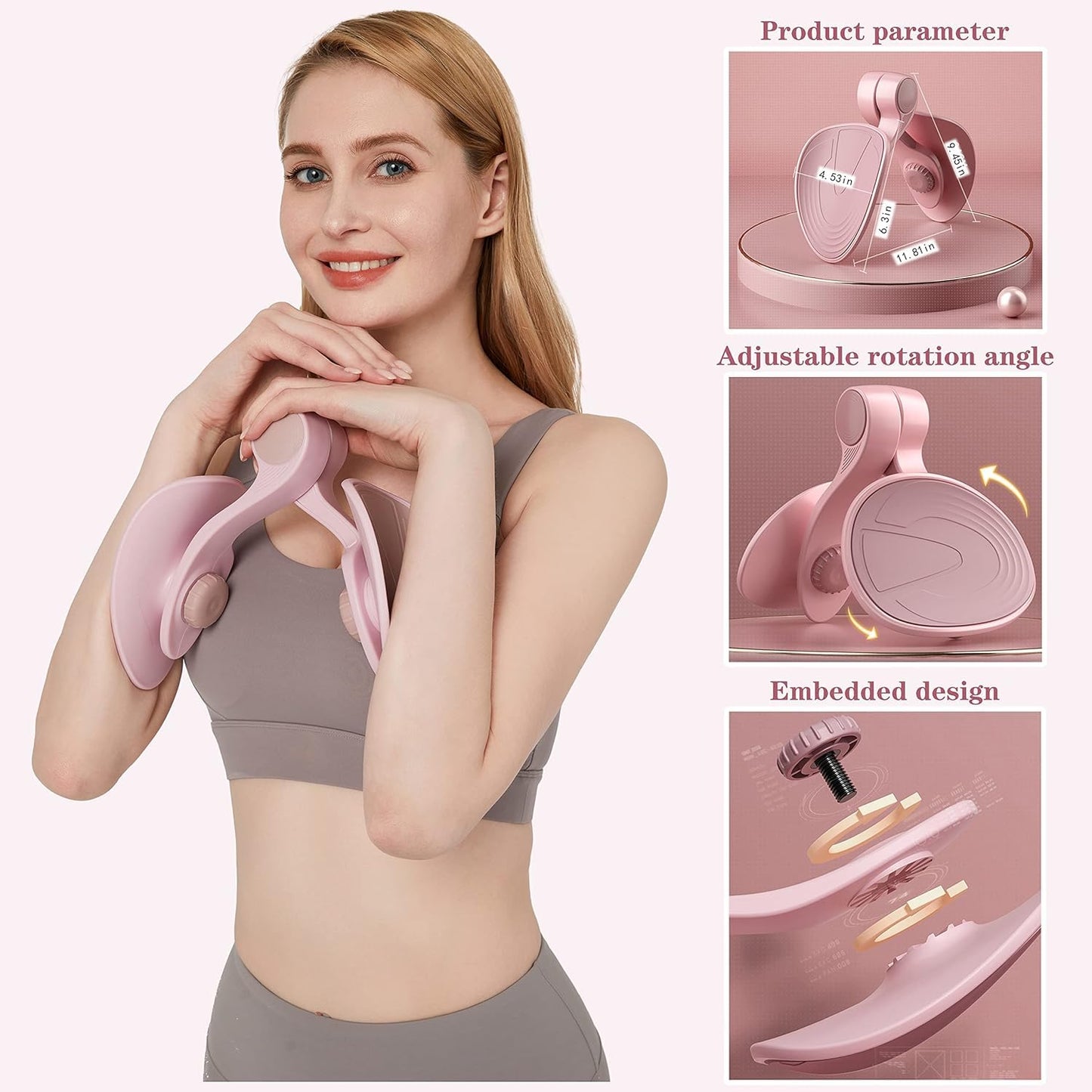 Hip & Pelvis Trainer, Thigh Master and Inner Thigh Exercise Equipment, Pelvic Floor Exerciser Device, Training Tool, for Home, Gym, Fitness, Workout, Stretcher, for Men & Women (PINK)