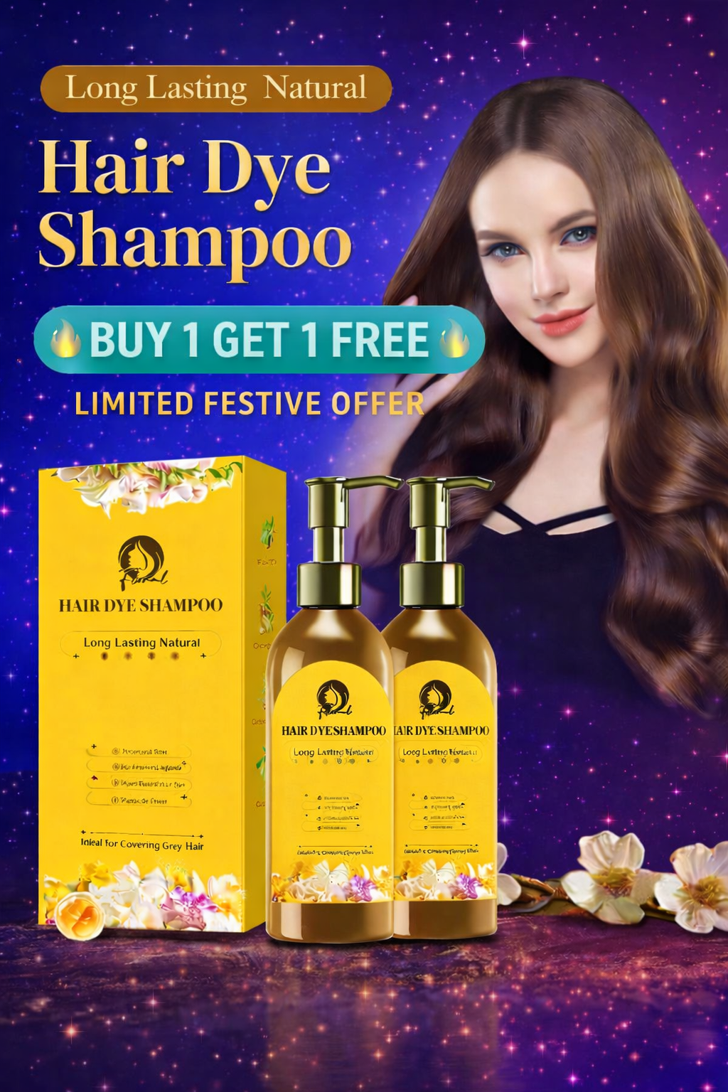 Japanese Long Lasting Natural Hair Dye Shampoo (Buy 1 Get 1 Free)*