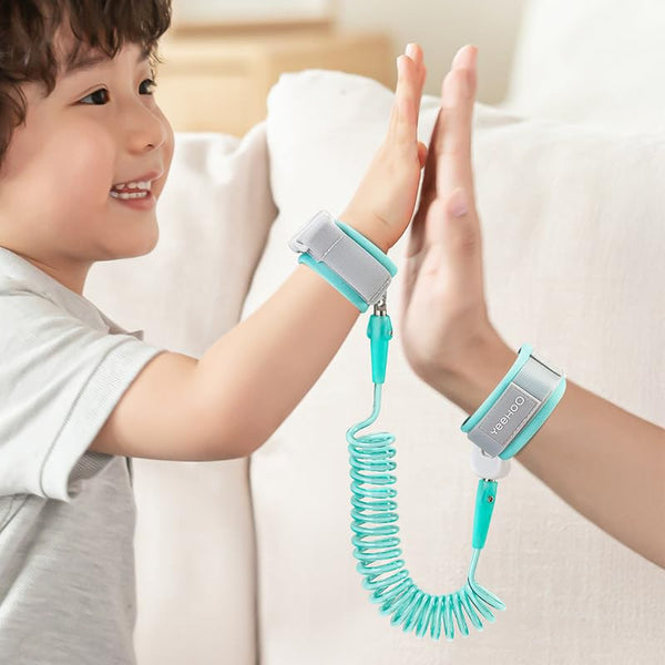 Child Safety Wrist Link with Magnetic Lock & Key for Baby Safety, Anti-Lost Wrist Strap for Walking, Travel & Crowded Places – Soft, Comfort & Durable, 2.5m Coiled Leash, Ages 2-12, [Multi]