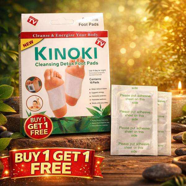 Kinoki Cleansing Detox Foot Pads – Natural Foot Detox Therapy- Ginger & Salt Adhesive Patches for Foot Care, Body Cleansing, Pain Relief,  Organic Natural Ingredients(Set of 10)(BUY 1 GET 1 FREE)